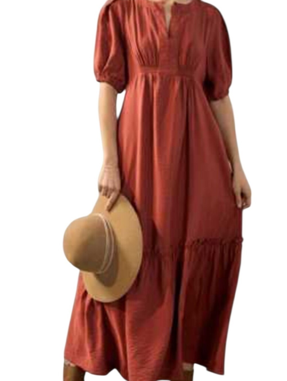 Maeve by Anthropologie Russet Red Tiered Maxi Dress Size Large